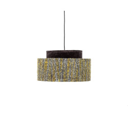 Suspension ronde en tissu jaune mélangé WAKA
