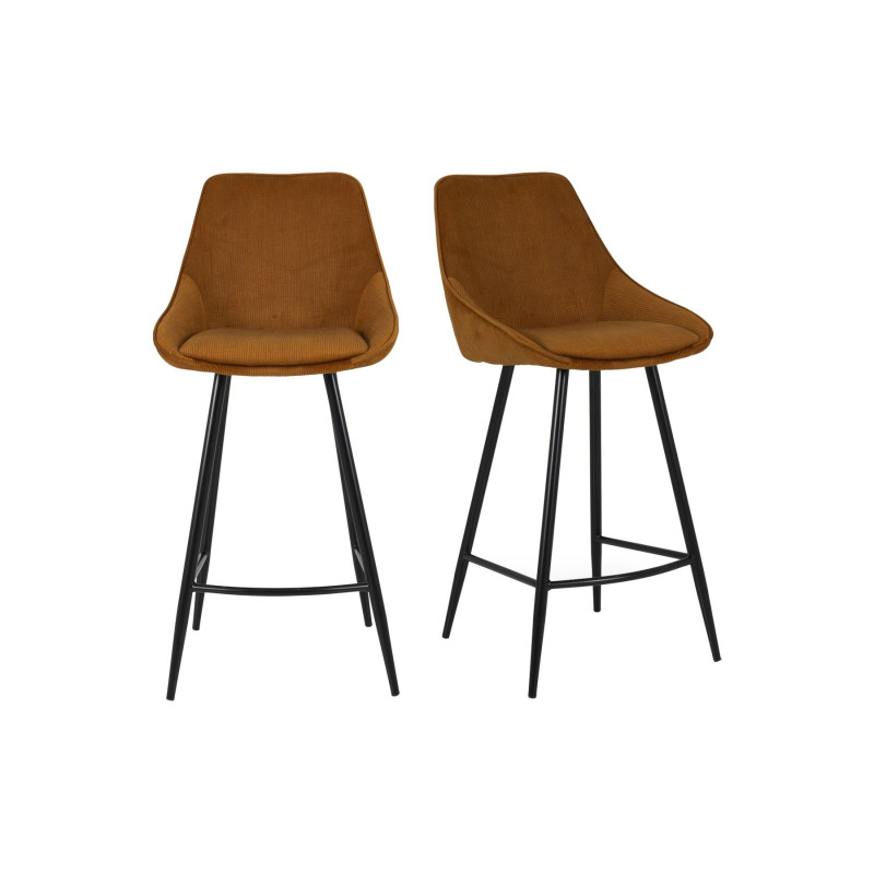 Lot de 2 tabourets de bar velours scandinave-RAZIO