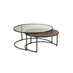 Lot de 2 tables gigognes ronde en métal MARIA