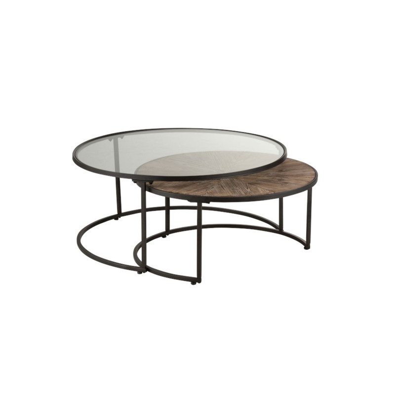 Lot de 2 tables gigognes ronde métal-MARIA