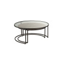 Lot de 2 tables gigognes ronde métal-MARIA