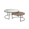 Lot de 2 tables gigognes ronde métal-MARIA