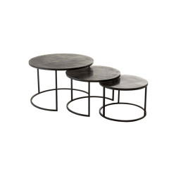 Lot de 3 tables gigognes rondes en métal MAT