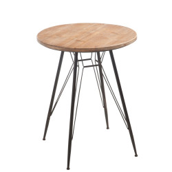 Table ronde bistrot métal 65cm plateau bois JAY
