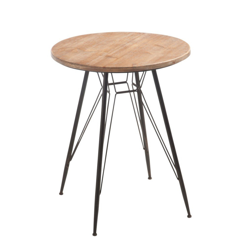 Table métal bistro 65cm plateau bois naturel JAY