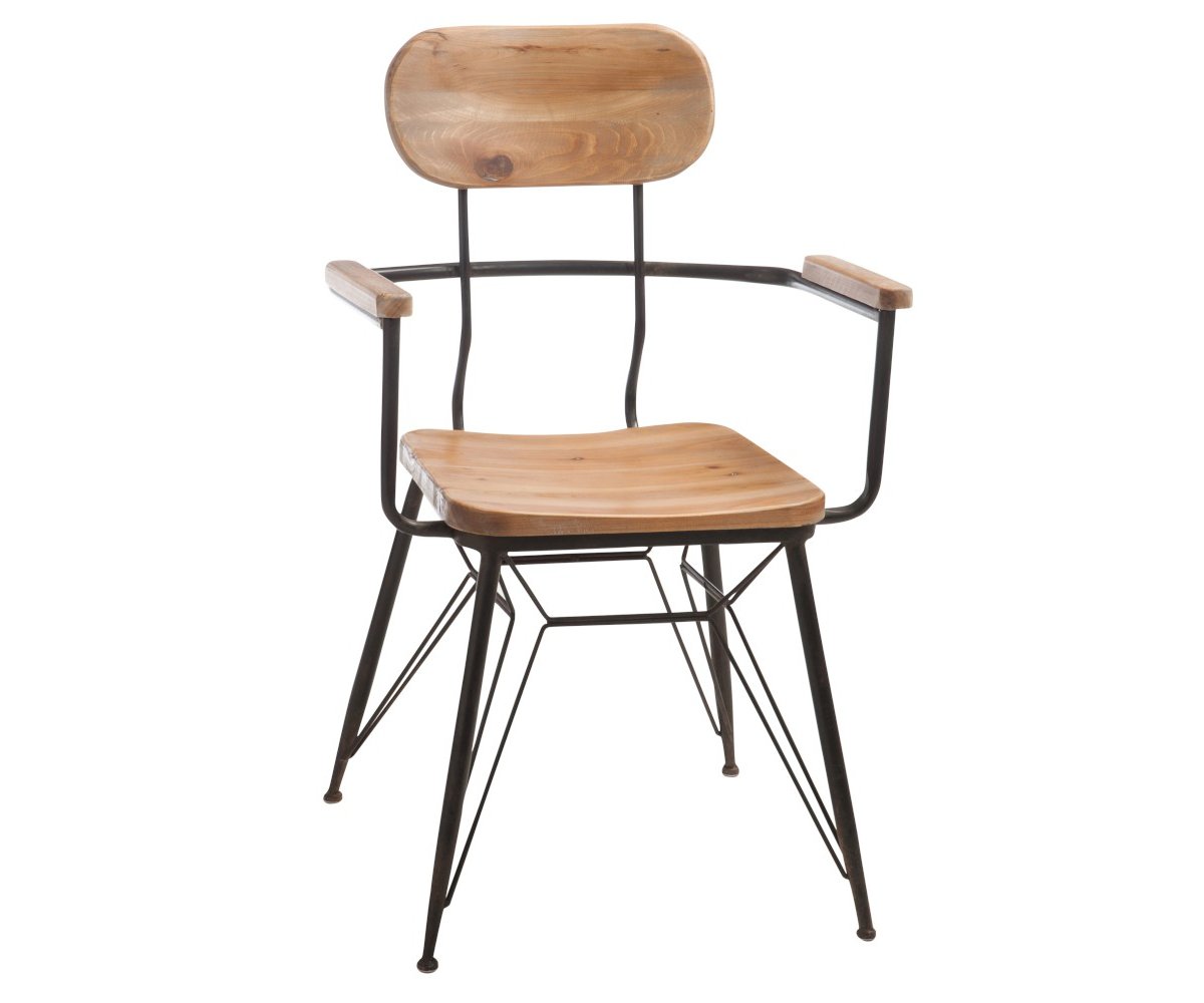Chaise design métallique avec accoudoirs bois marque Jline