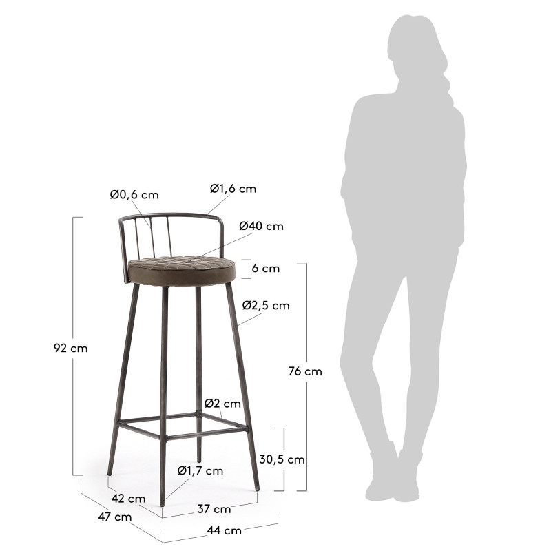 Tabouret industriel assise rembourrée TIGUANNE