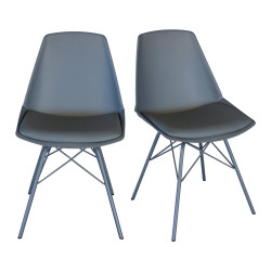 2 chaises design ANJI pieds métal