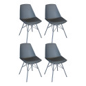 Lot 4 Chaises Pieds Métal Assise Rembourrée ANJI