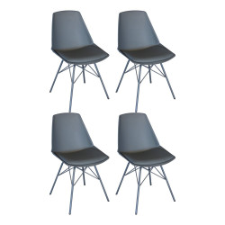 Lot 4 Chaises Pieds Métal Assise Rembourrée ANJI