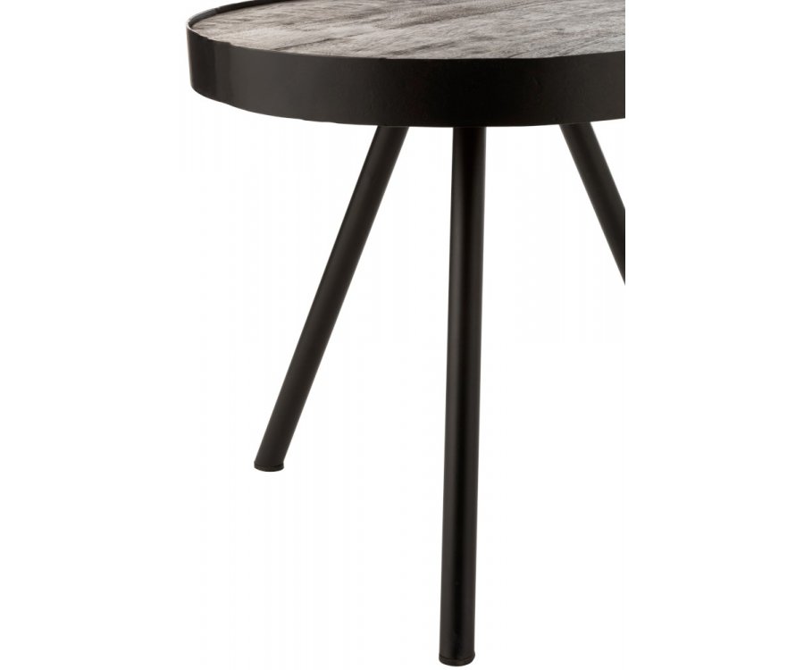Table d'appoint en bois et métal noir CHARLY