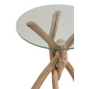 Table d'appoint ronde bois et verre-BOHEMIANE