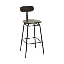 Tabouret de bar authentique rond style ethnique 80cm en chène naturel