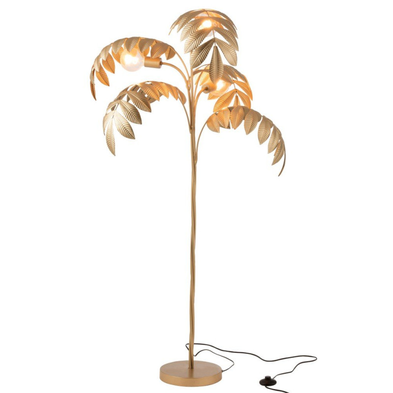 Lampadaire palmier en métal doré JERBA