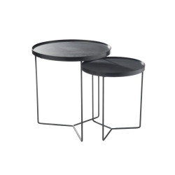 Set de 2 tables gigognes métal ronde-COFFI