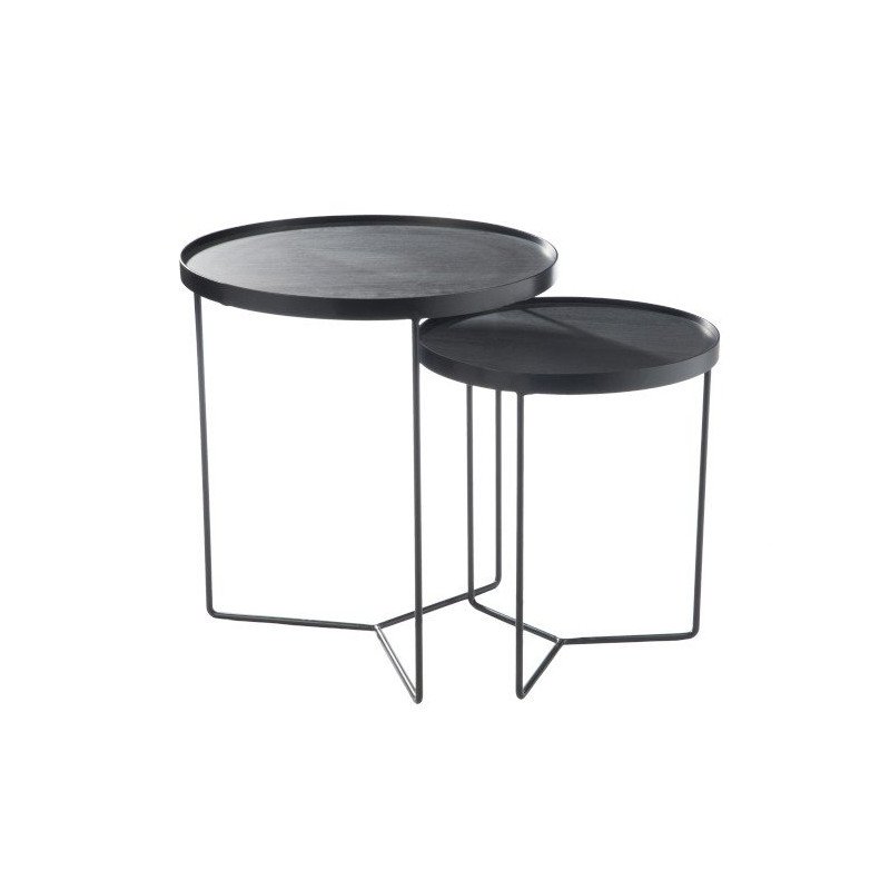 Set de 2 tables gigognes métal ronde-COFFI