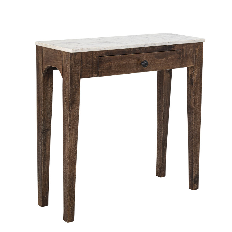Table d'appoint bois et marbre bohème chic-PROVENCE