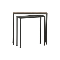 Set de 2 consoles gigognes en métal noir et marron CAYETA