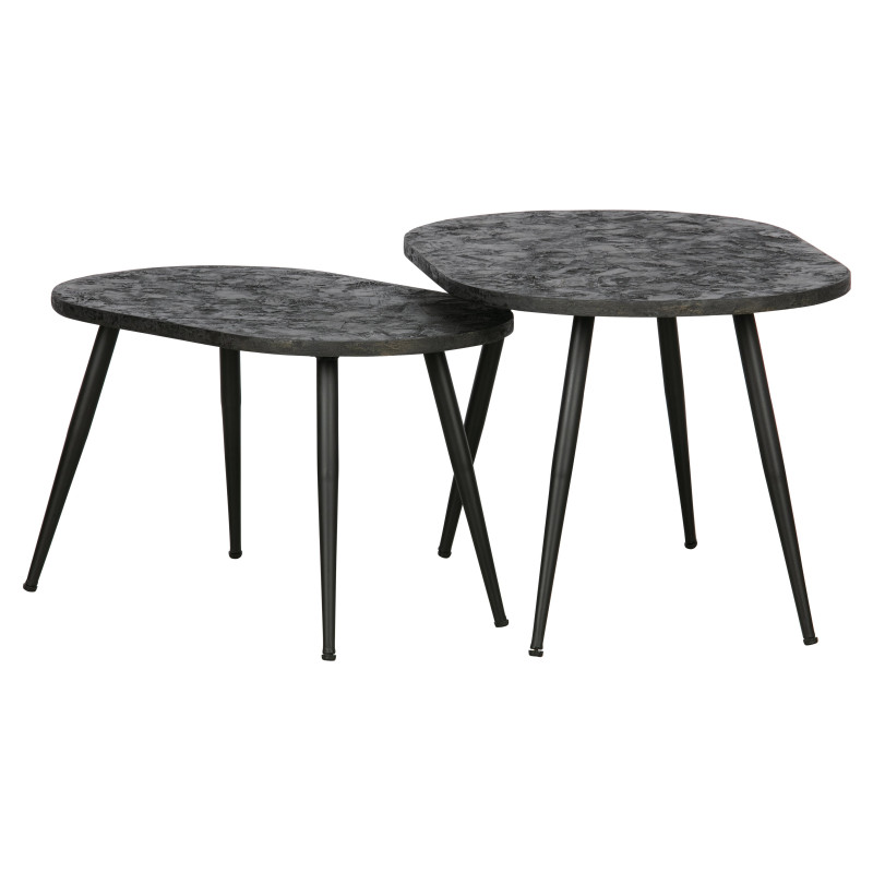 Lot de 2 tables d'appoint en bois et métal REBELLE