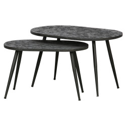 Lot de 2 tables d'appoint en bois et métal REBELLE