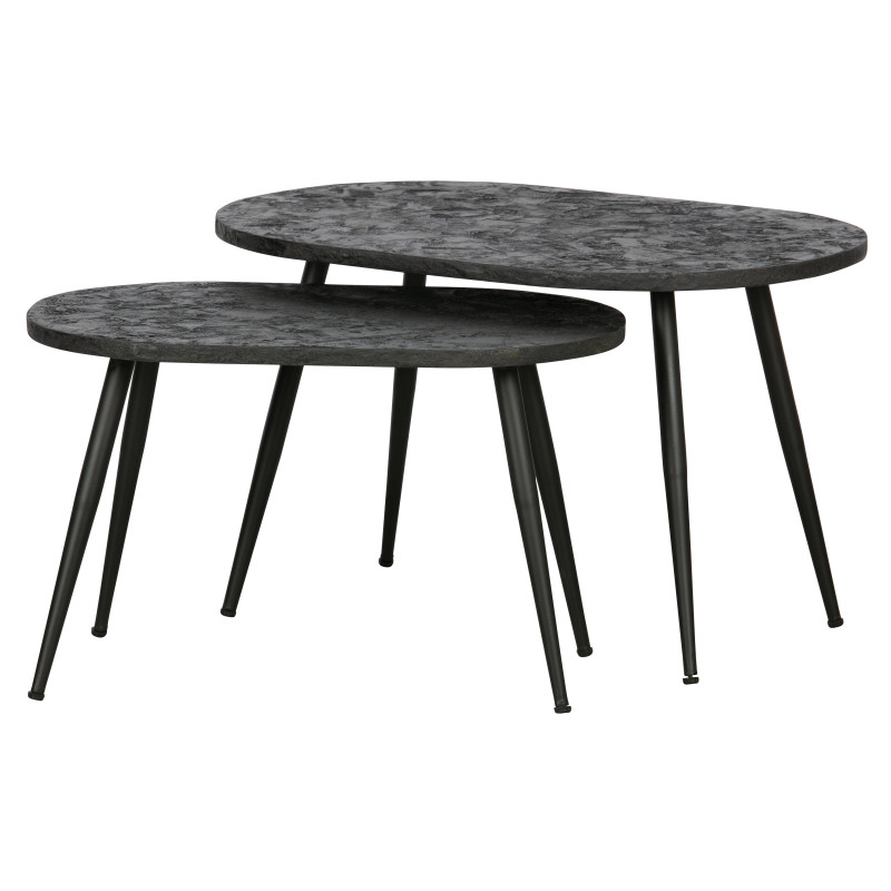 Lot de 2 tables d'appoint en bois et métal REBELLE