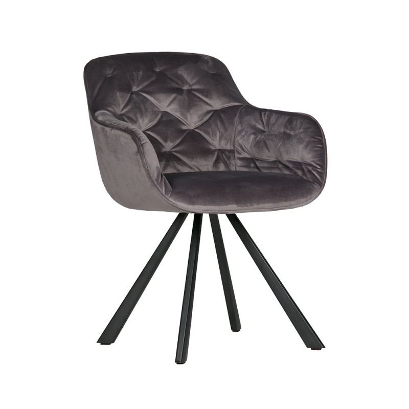 Chaise velours brillant rembourrée capitonnée ELIAN