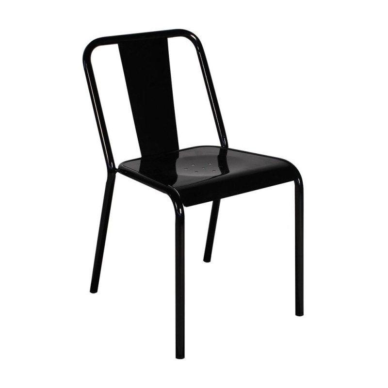 Chaise de café empilable métal brillant PAULIN