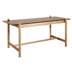 Table à manger 180cm moderne bois et verre ZOLAK