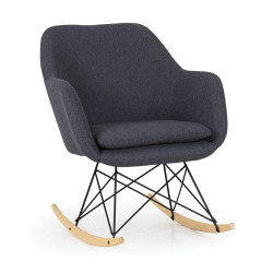 Fauteuil à bascule en tissu pieds bois MANILLA