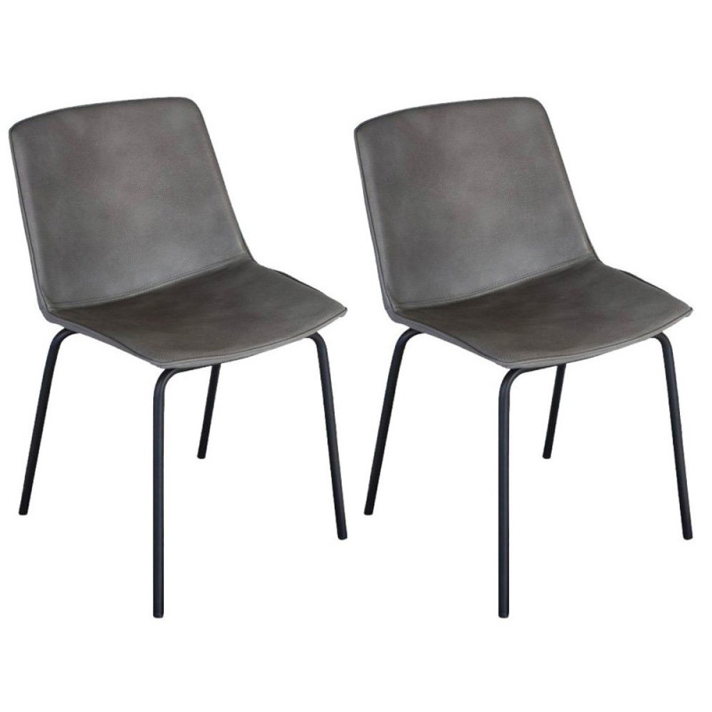 Lot 2 chaises design simili cuir HARONA