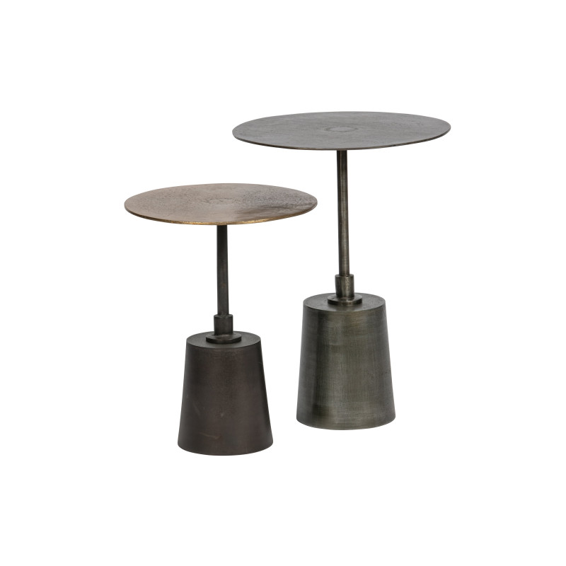 Lot de 2 tables d'appoint vintage en métal BALIR