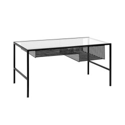 Table basse design avec casier métal et verre ZAO