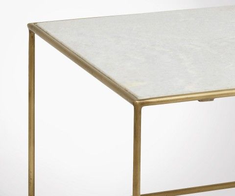 Table basse métal doré marbre blanc TIMELESS - Nordal