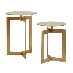 Lot de 2 tables d'appoint en métal doré TWIN