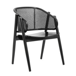 Set de 2 chaises design avec accoudoirs en cannage MEDINA