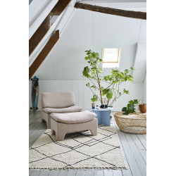 Pouf lounge en tissu beige MOUTONE