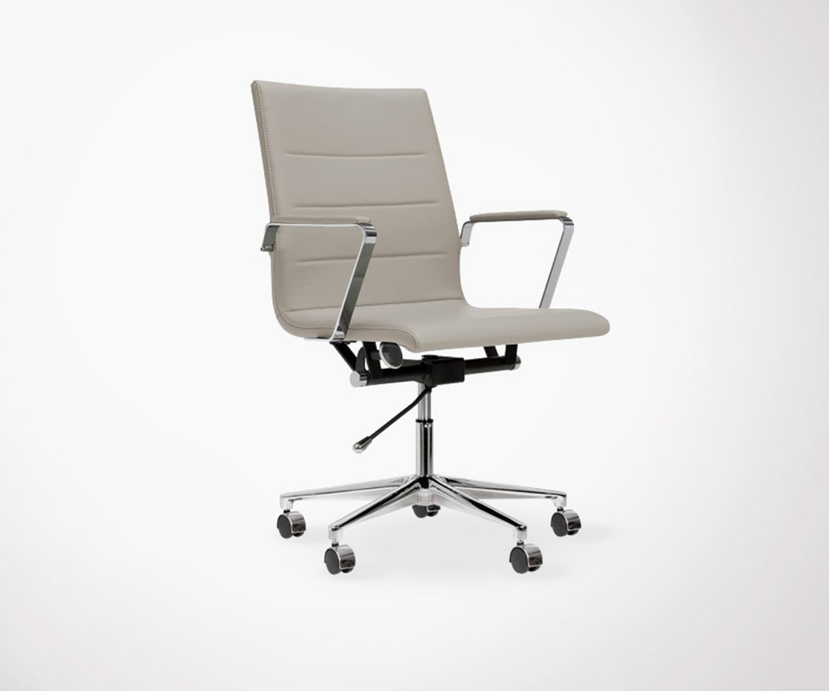 Chaise de bureau design simili cuir style Charles.E avec roulettes