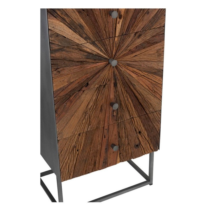 Commode haute moderne 5 tiroirs en bois NIKINE