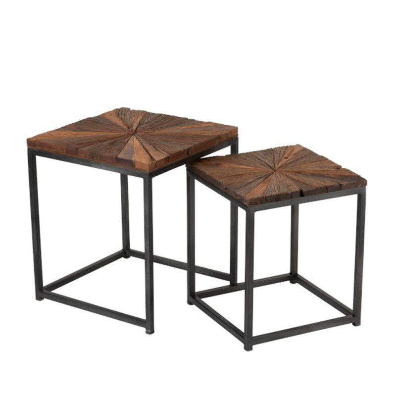 Lot de 2 tables basses carrées en bois et métal NIKINE