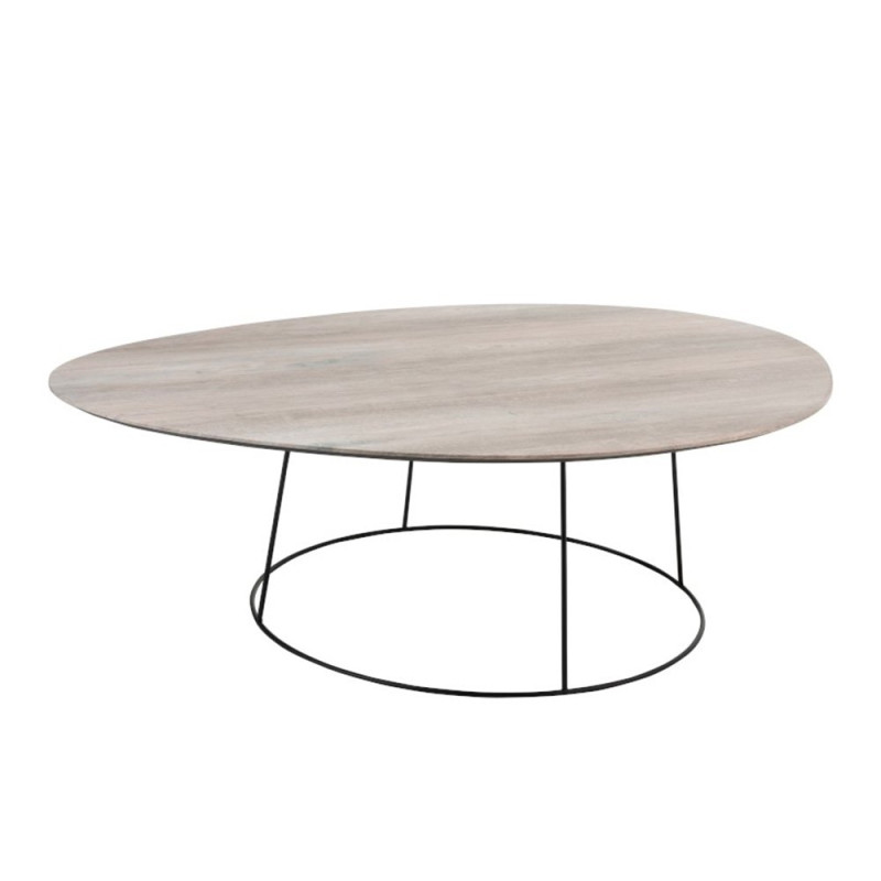 Table basse ovale en bois et métal KADIA