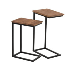 Lot de 2 tables d'appoint en bois et métal IMMOCAP