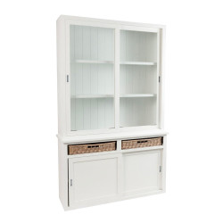 Grand buffet vitré en bois blanc BOUCOTTE