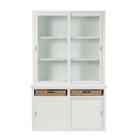 Grand buffet vitré en bois blanc BOUCOTTE