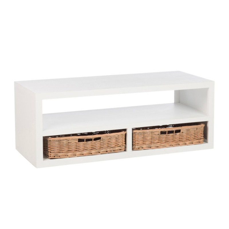 Table basse avec rangements en bois blanc BOUCOTTE