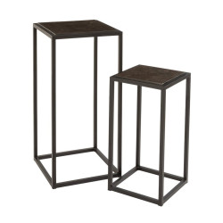 Set de 2 tables d'appoint gigognes en métal noir BONNIE