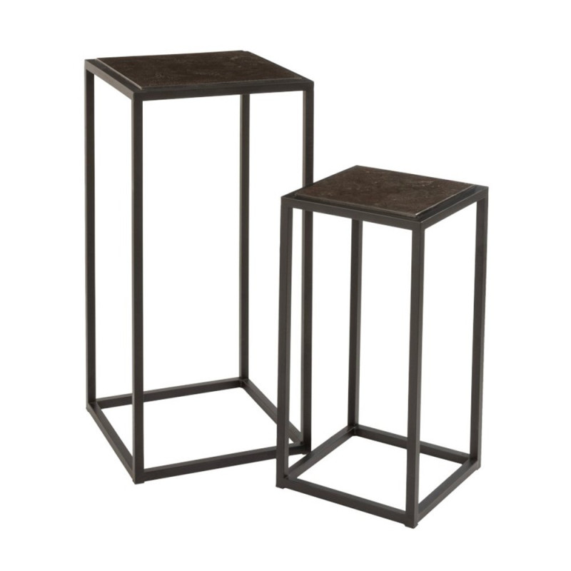 Set de 2 tables d'appoint gigognes en métal noir BONNIE