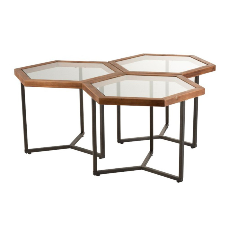 Lot de 3 tables basses en verre YVONNE