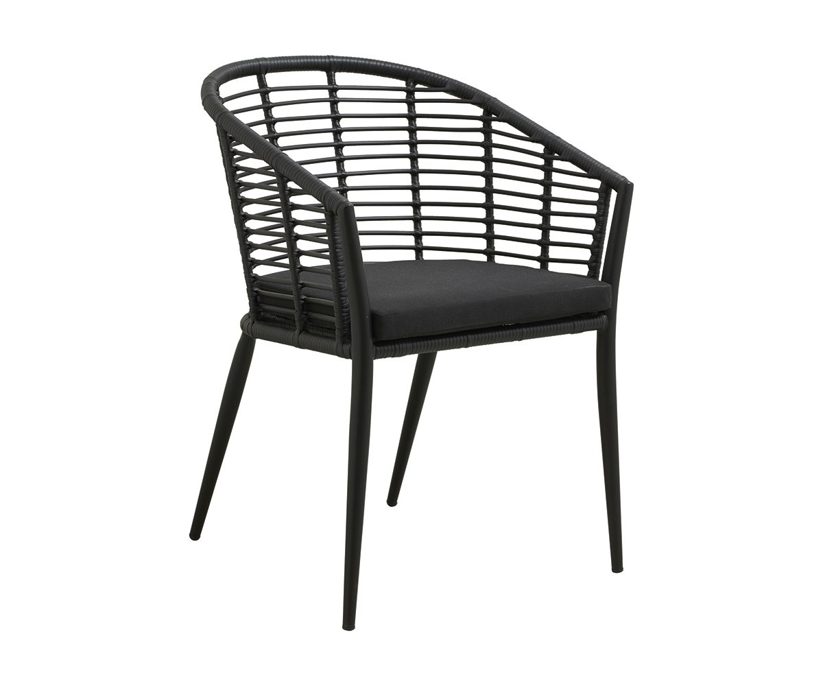 Chaise de jardin tendance avec coussin en métal noir TOKYA