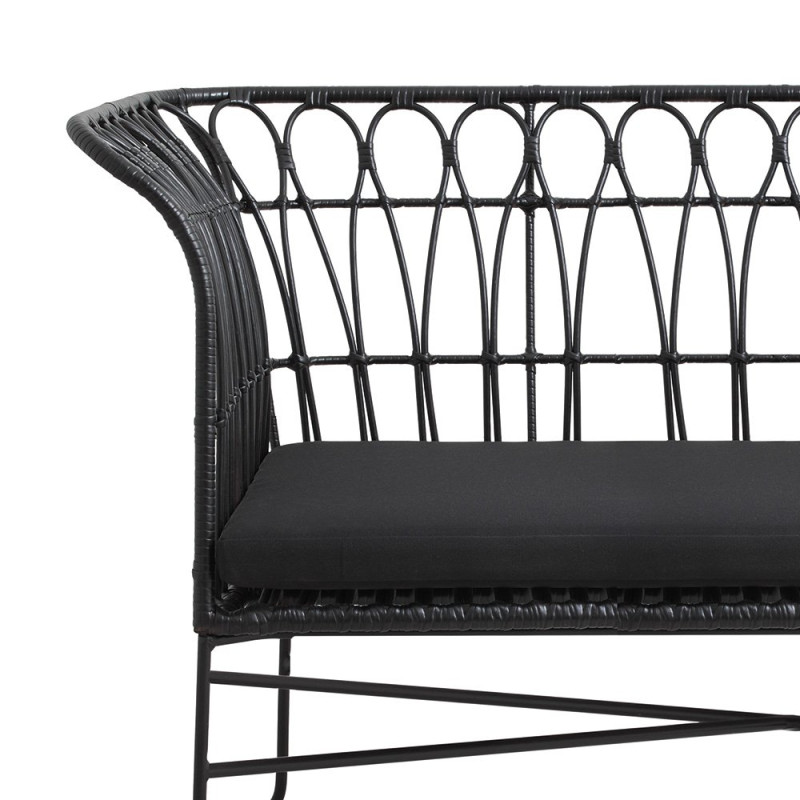 Canapé de jardin tendance métal noir MARIO