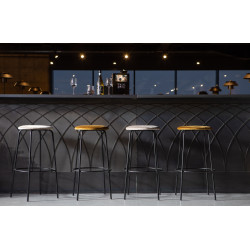 Lot de 2 tabourets de bar minimaliste en velours PAULSEN